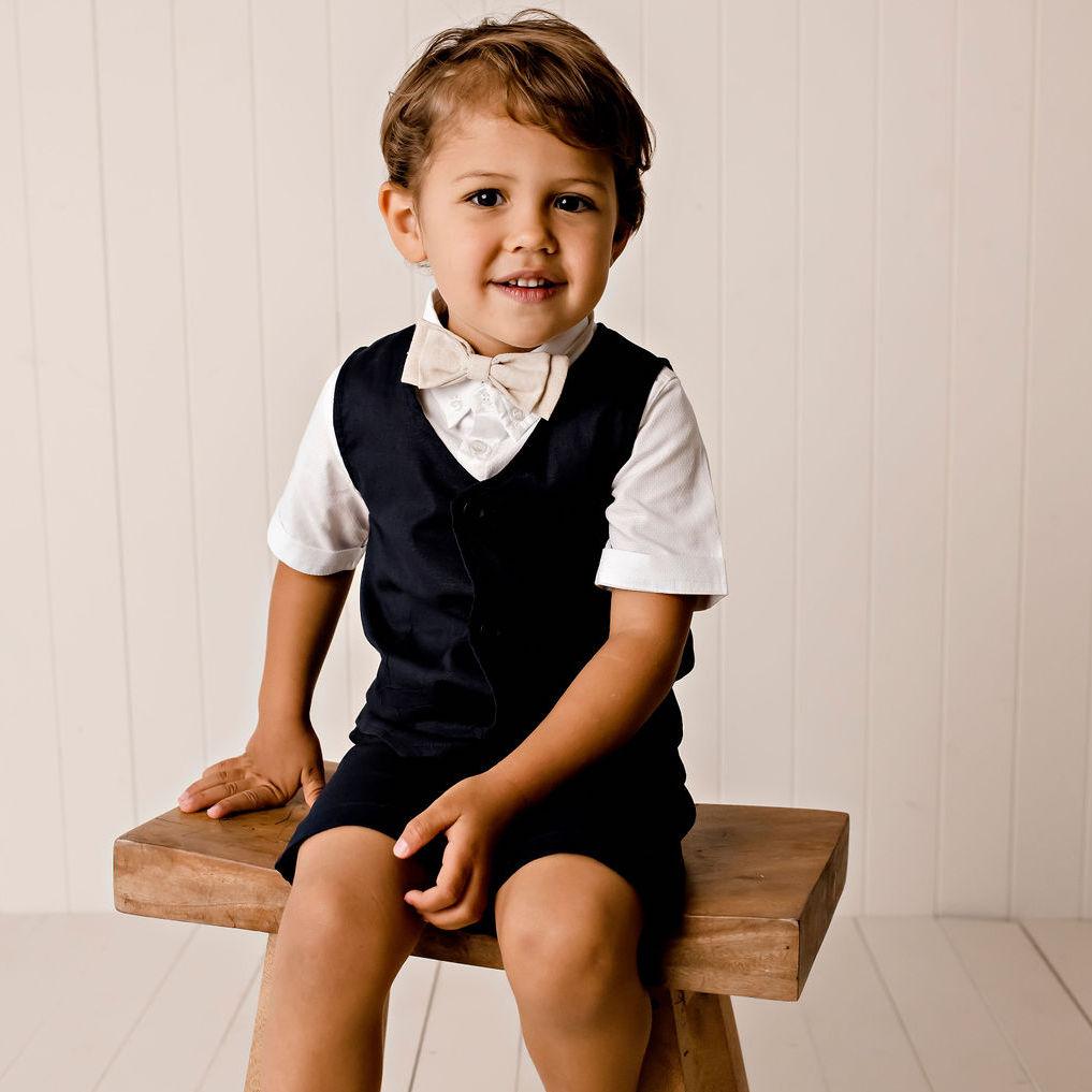 Designer Kidz - Finley Linen Bow Tie - Sand