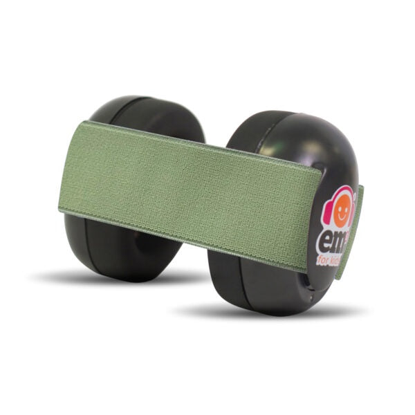 Baby Ear Muffs - Sage Band with Black Ear Cups