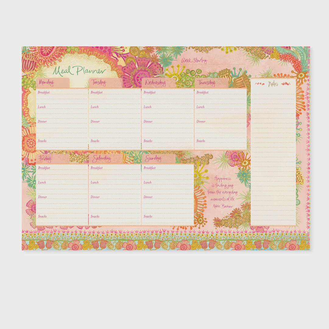 A4 Meal Planner Pad - Bloom