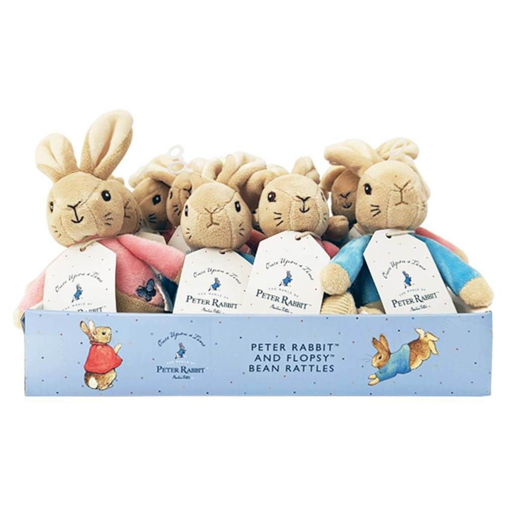 Peter Rabbit &amp; Flopsy Bean Plush Rattle (Choice from 2)