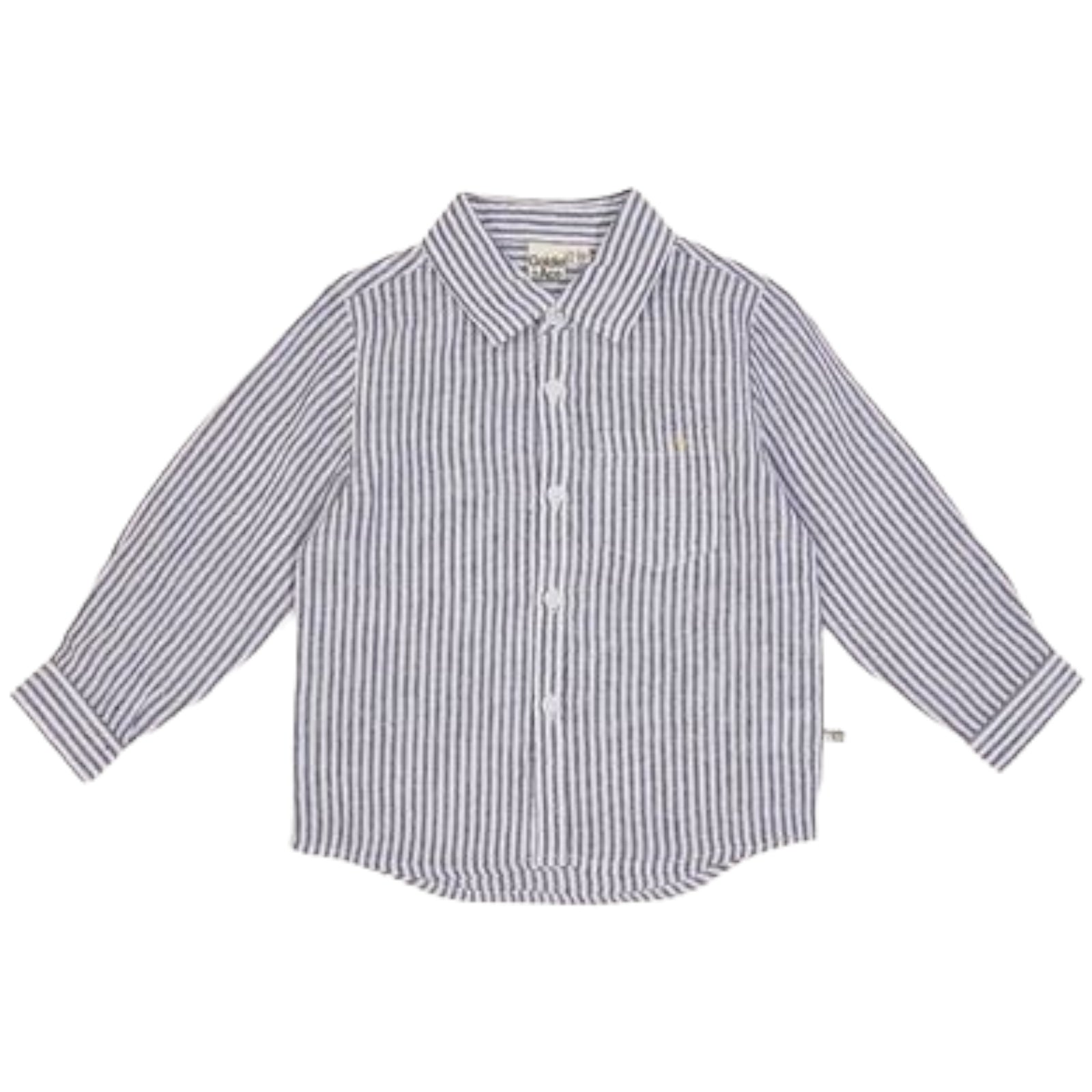Goldie+Ace | BONDI LINEN SHIRT - (NAVY STRIPE)
