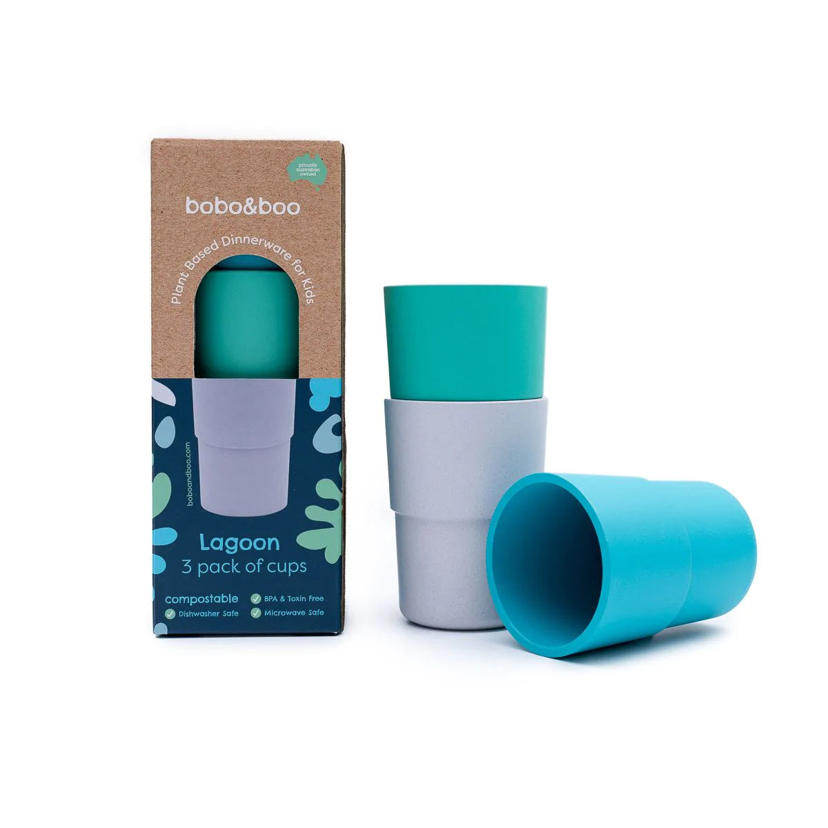 Bobo &amp; Boo | Plant-Based 3 Pack of Cups - Lagoon (300ml)