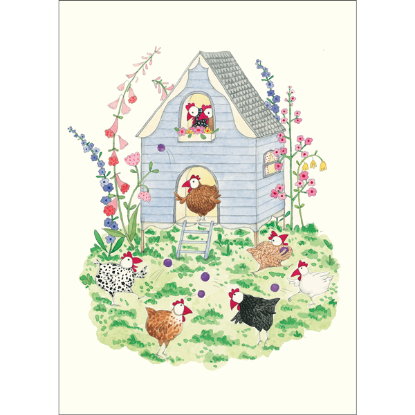 Ruby Red Shoes all occasions card - happy chickens