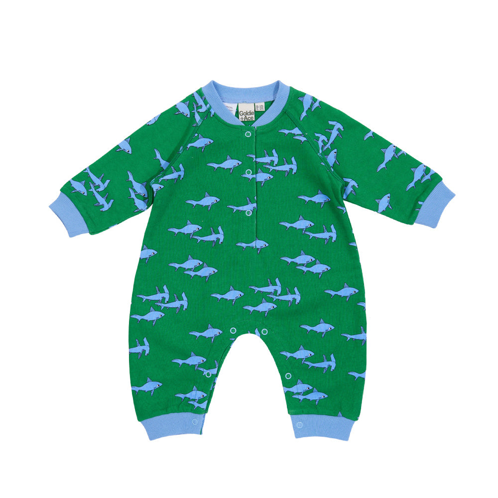 Sharks Terry Relaxed Romper - Green