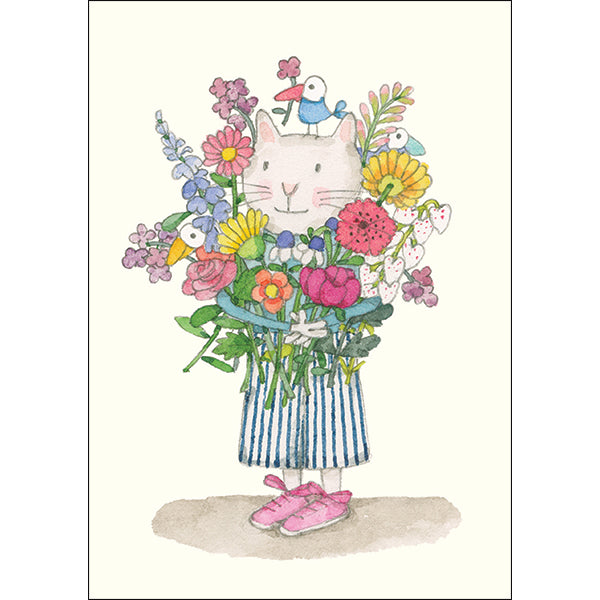 Twigseeds - Card - Cat with Flower Bouquet