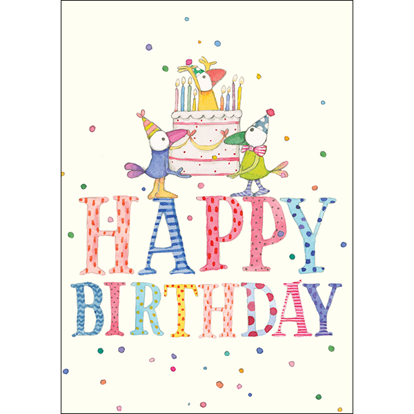 Twigseeds Card - Happy Birthday - Bird on Cake