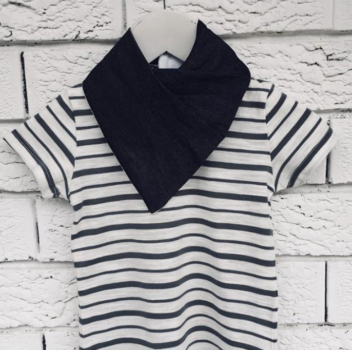 Arthur Ave - Stripe Tee - Black + Bandanna