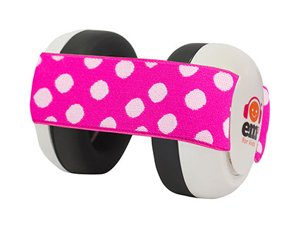 Baby Ear Muffs - Hot Pink Dot Band with White Cups