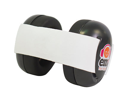 Baby Ear Muffs - White Band with Black Ear Cups