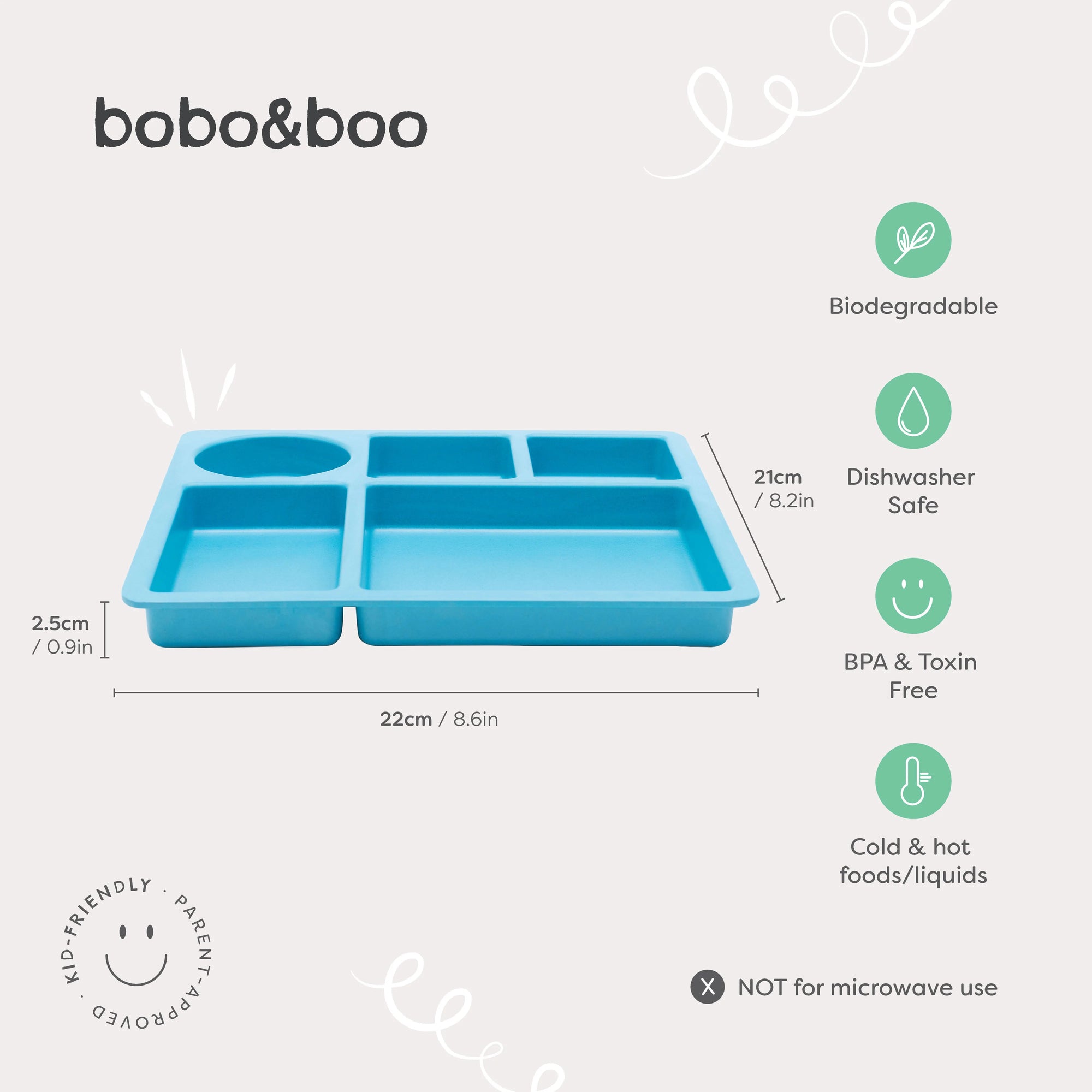 Bobo & Boo | Bamboo bento divided plate - Apple Green