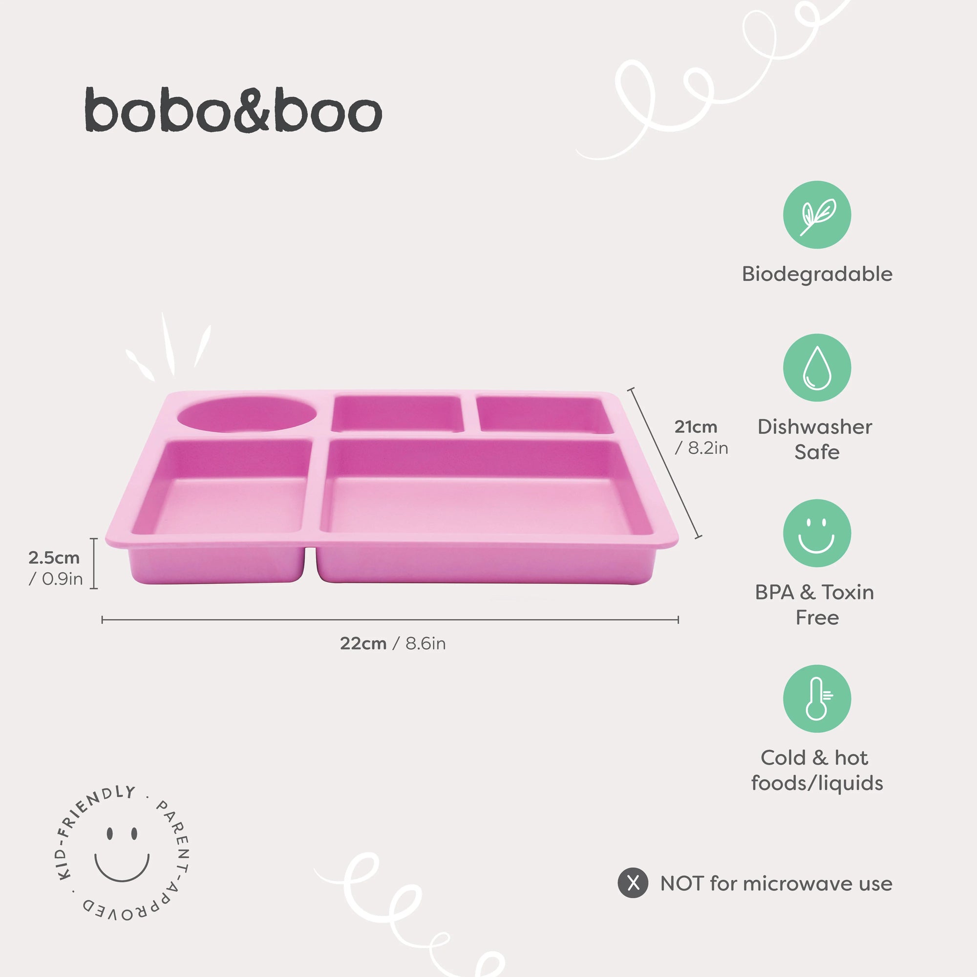 Bobo & Boo | Bamboo bento divided plate - Tangerine Orange