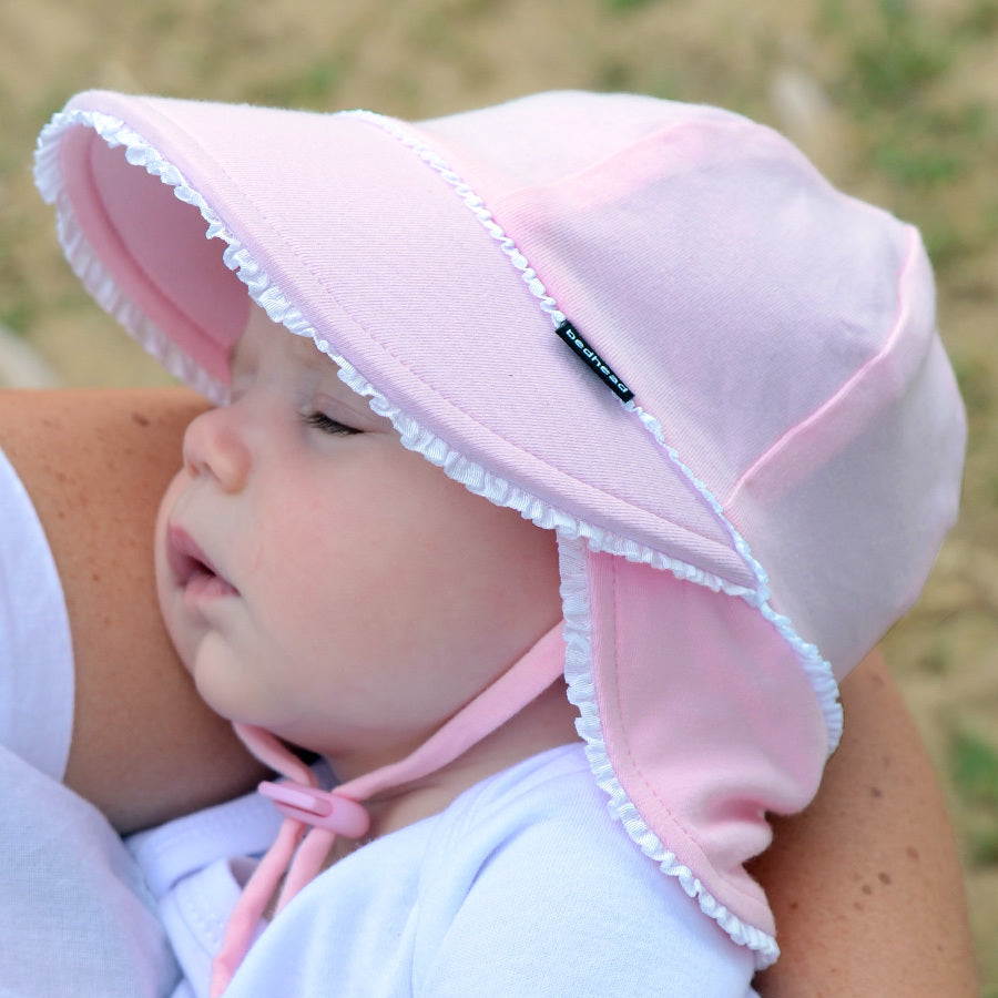 Bedhead - Baby Flap Hat - Frill - Blush Pink