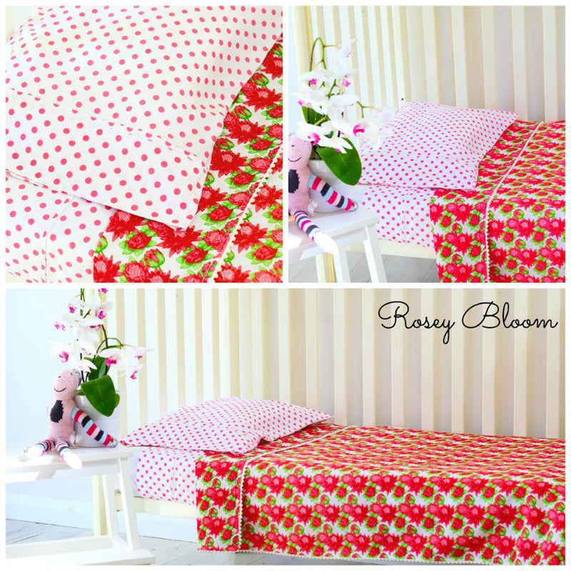 Cot Sheets - Rosy Bloom