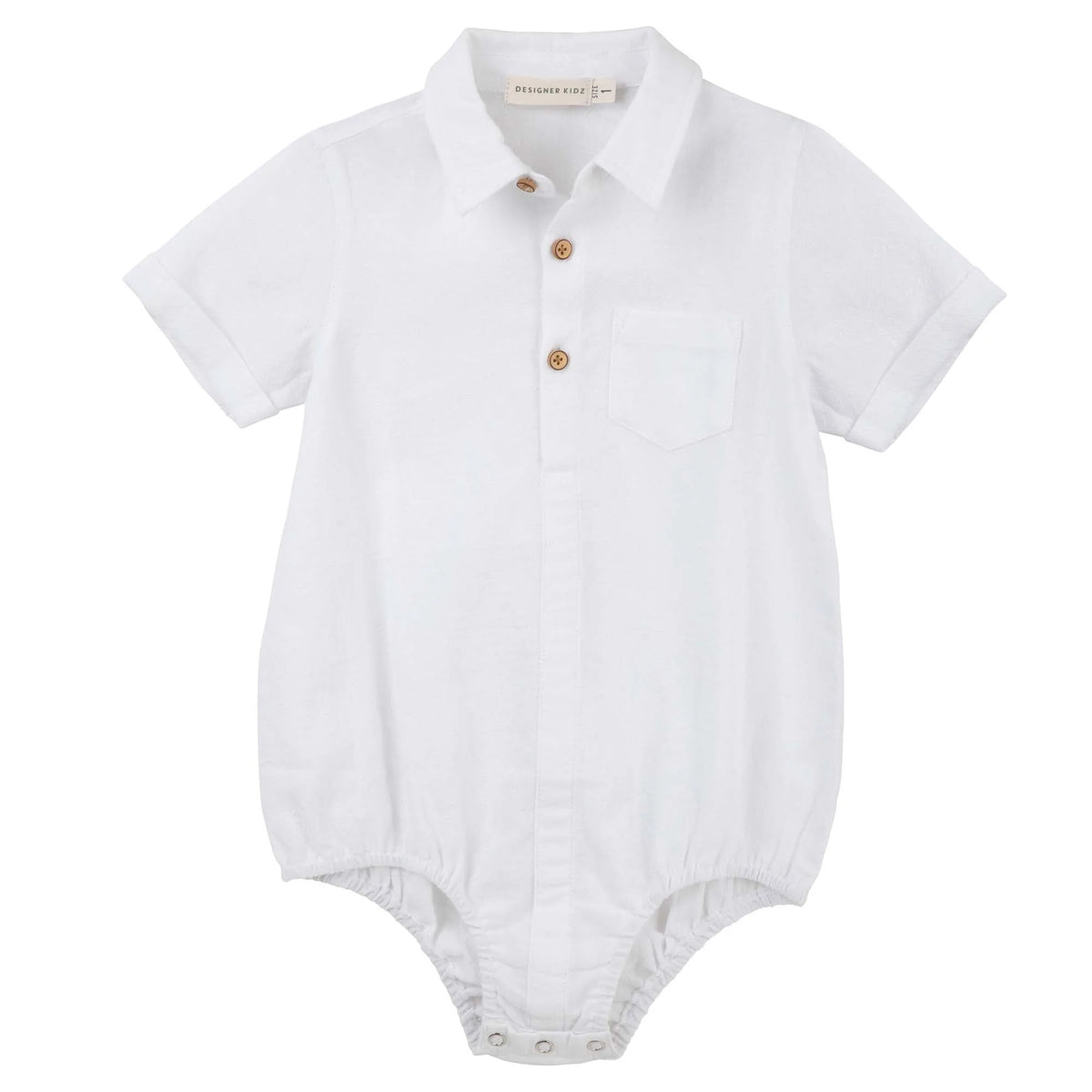 Designer Kidz | Archie S/S Button Romper - (Ivory)