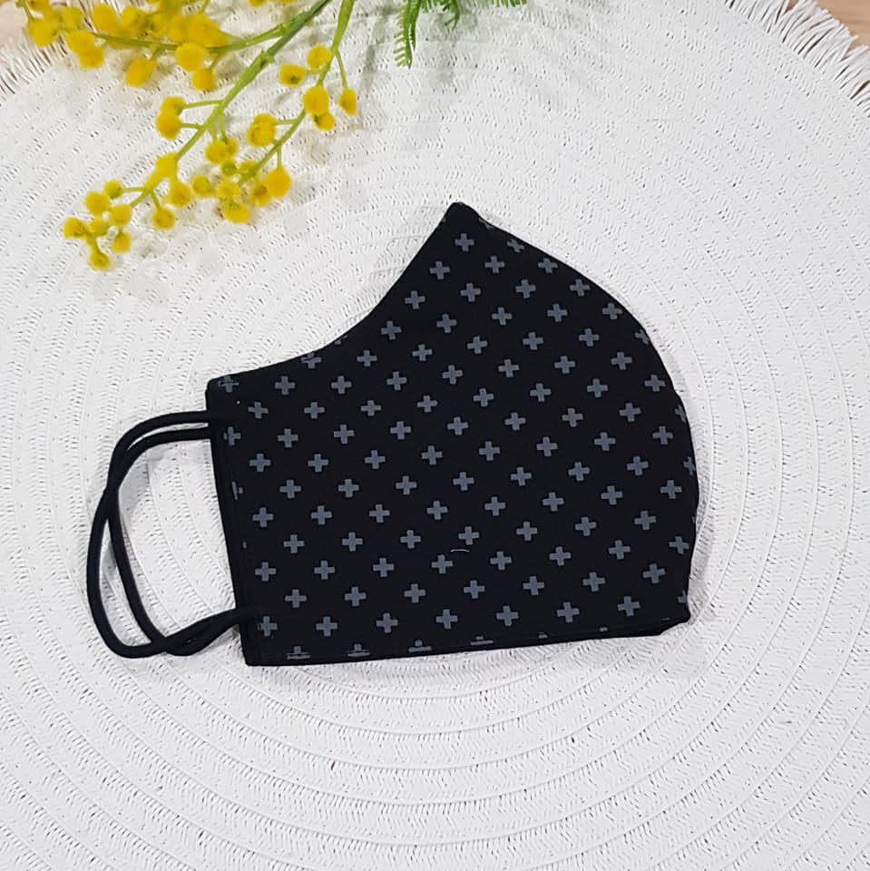 Face Mask - Black Crosses