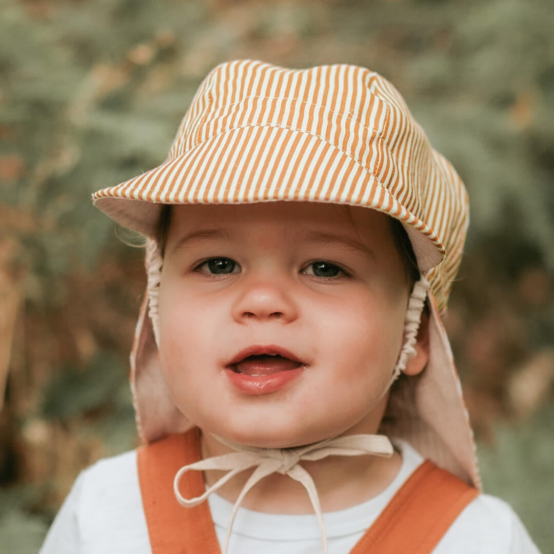 Bedhead | 'Lounger' Baby Reversible Flap Sun Hat - Frankie / Flax