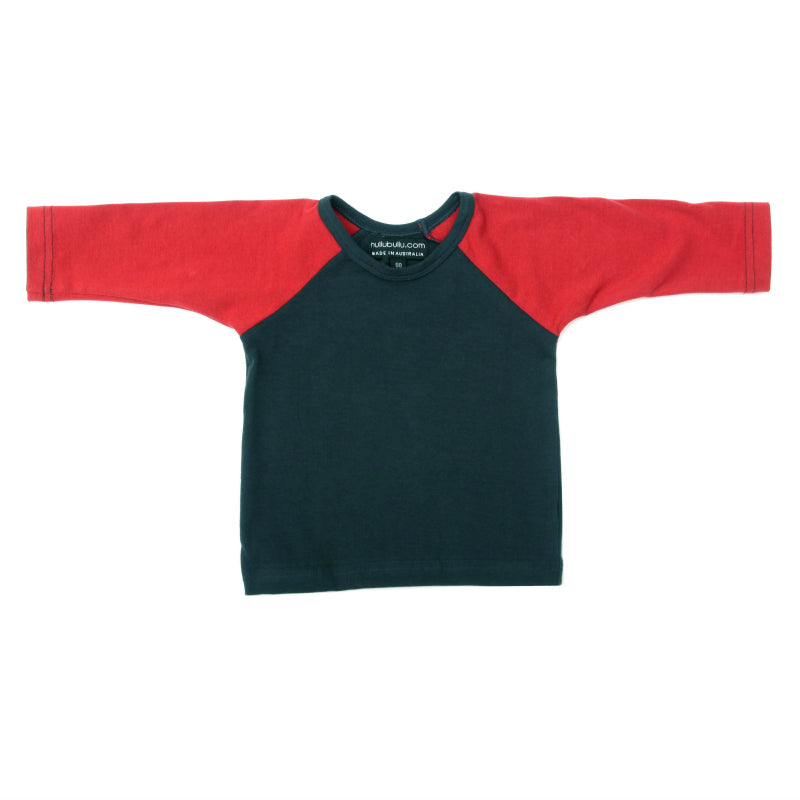 Long Sleeve Kids T-Shirt - Red & Charcoal