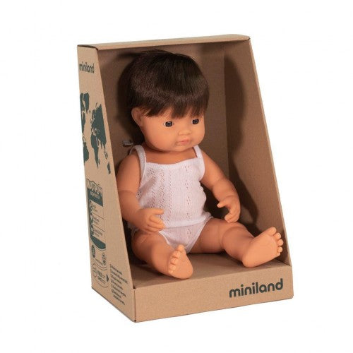 Miniland Dolls - Brunette Baby Boy - 38cm - Boxed