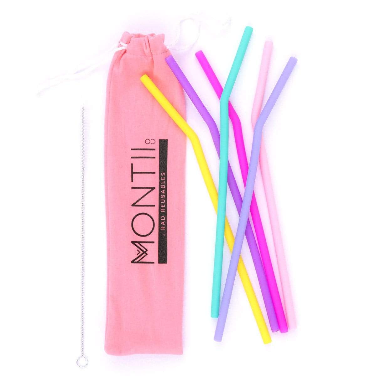MontiiCo - Pink Rainbow Straw Set