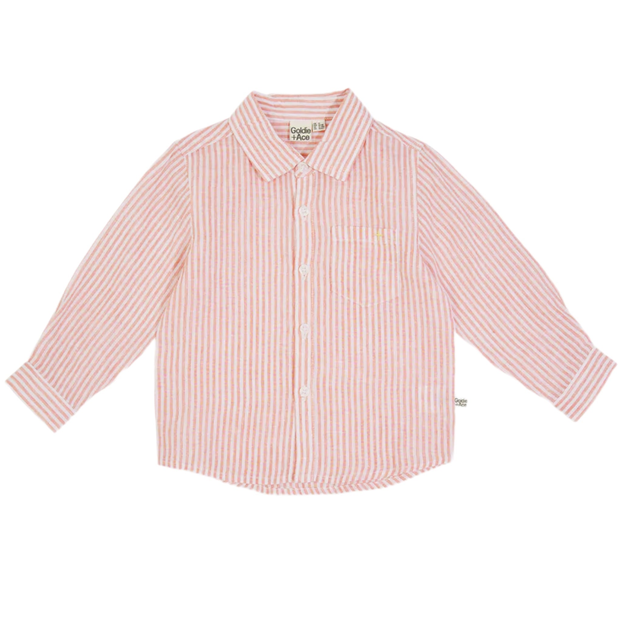 Goldie+Ace | BONDI LINEN SHIRT - (ORANGE STRIPE)