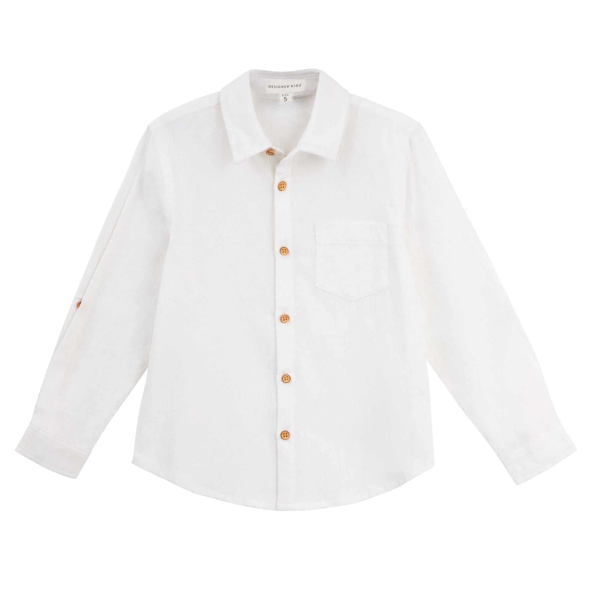 Designer kidz  | Archie L/S Button Shirt - (Ivory)